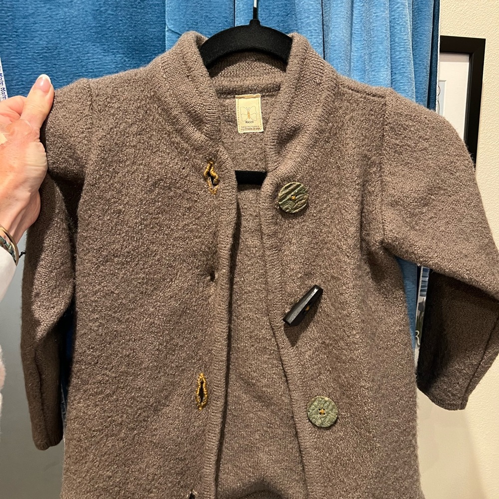 Handcrafted one of a kind upcycled Ricicli warm wool coat for girls 4T